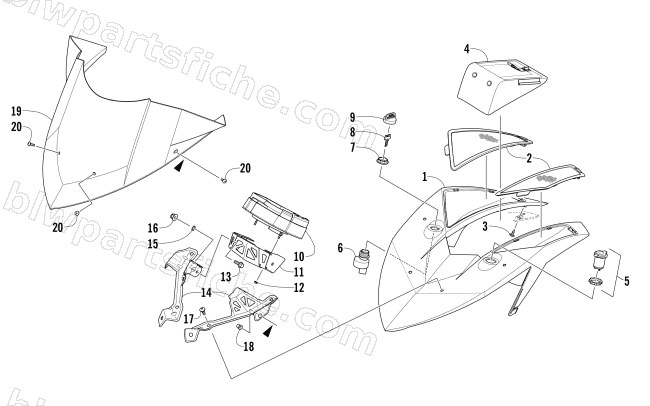 WINDSHIELD AND INSTRUMENTS ASSEMBLIES diagram