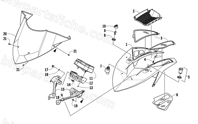 WINDSHIELD AND INSTRUMENTS ASSEMBLIES diagram