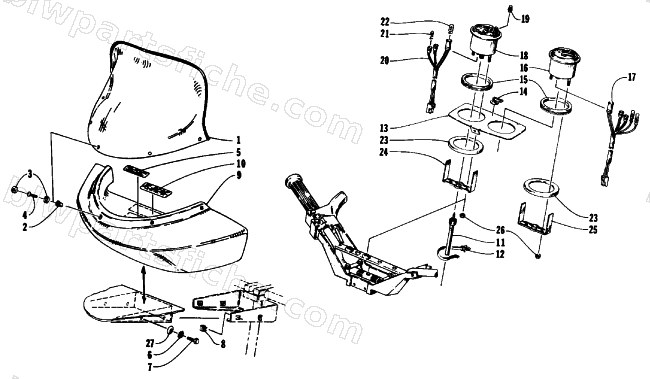 WINDSHIELD, FAIRING, AND INSTRUMENTS diagram